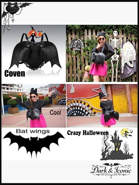 Bat Wings Gothic Backpack Daypack Lace Lolita Bag Faux Leather main image 5